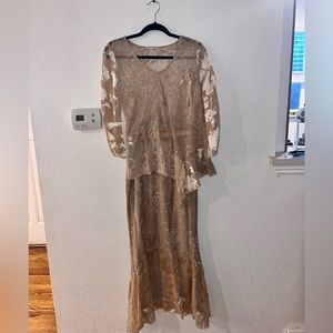 Vintage Spencer Alexis Bohemian silk long skirt and matching top.